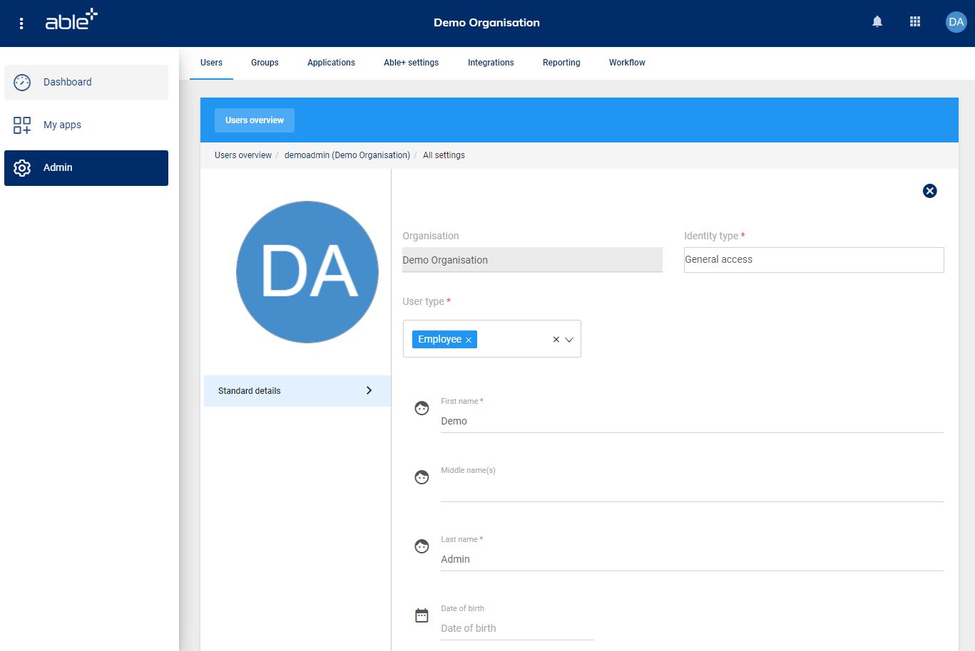 User management in Able+ » Able+ Help Centre